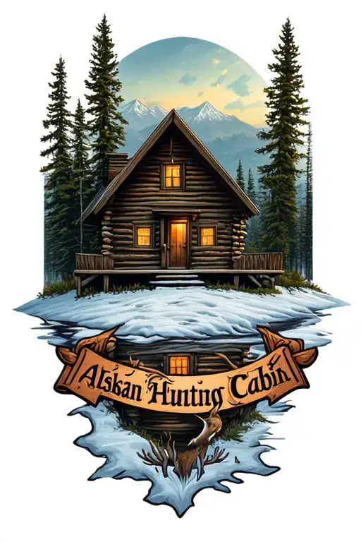 alaskan hunting cabin tattoo tattoo design idea