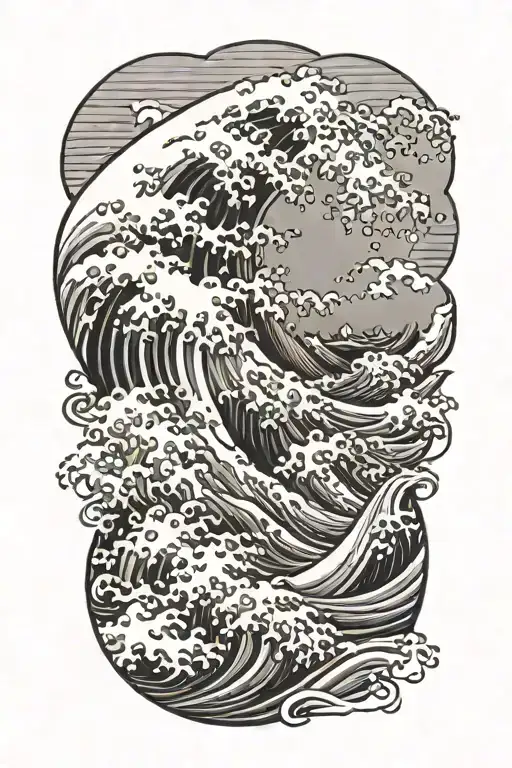 kanagawa wave tattoo design idea