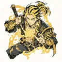 Zenitsu from demon slayer with lighting effect tattoo design idea