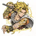 Zenitsu from demon slayer with lighting effect tattoo design idea