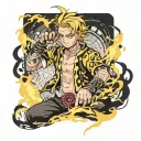 Zenitsu from demon slayer with lighting effect tattoo design idea