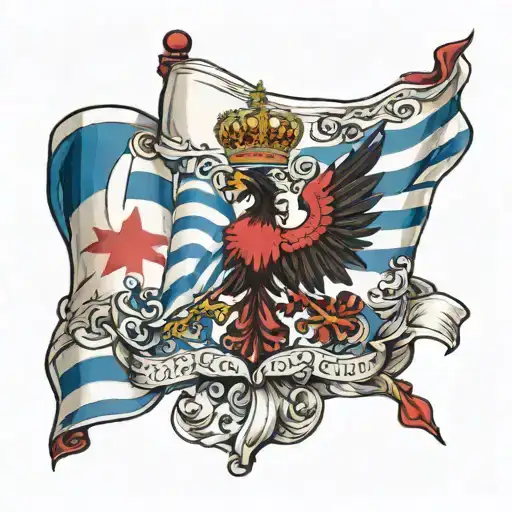 tatto of Polish British and Greek flag waving proudly tattoo design idea