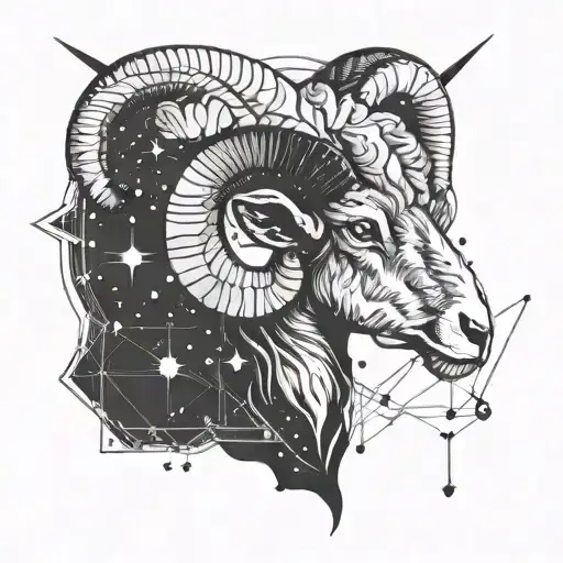 aries ram and constellation tattoo design idea