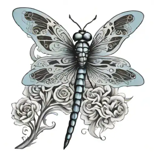 dragonfly light blue tattoo design idea
