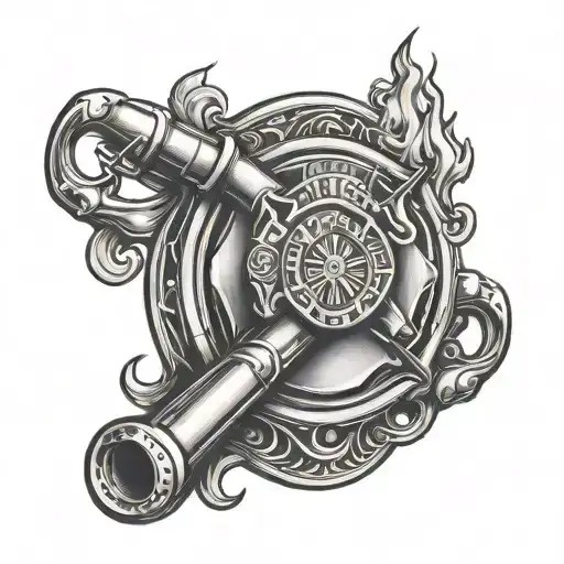 Firefighter halligan bar with fire surrounding  tattoo design idea