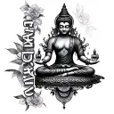 create a unique tattoo with the name "FATSURA" with designs relating to Theravada Buddhism and/or the country Laos.  tattoo design idea