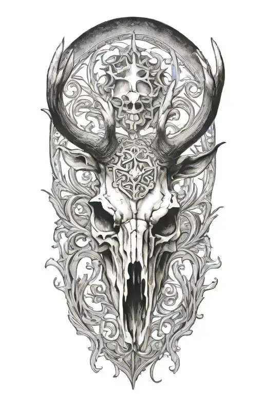 deer skull tattoo design idea
