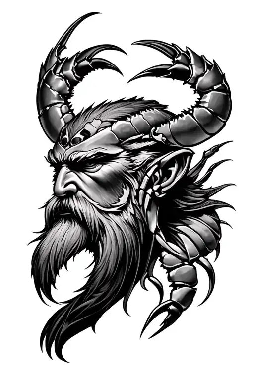 Odin face side with craw besides tattoo design idea