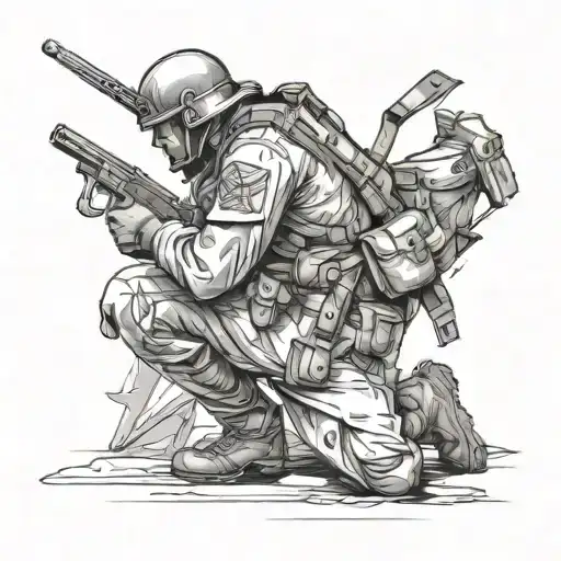revolutionary soldier kneeling tattoo design idea