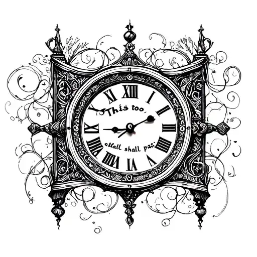 "This too shall pass…" "This too shall pass…" with simplistic roman clock tattoo design idea