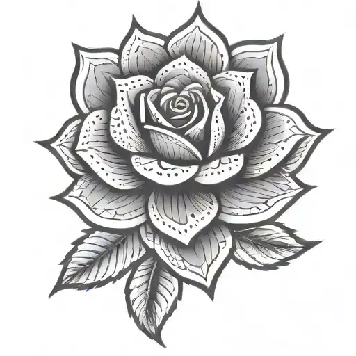 A geometric rose mandala incorporating elements of traditional Mexican art tattoo design idea