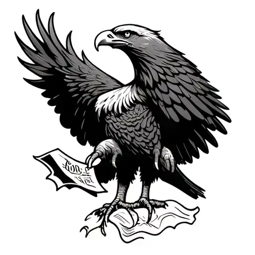 eagle with piece of paper in its claws tribal design tattoo design idea