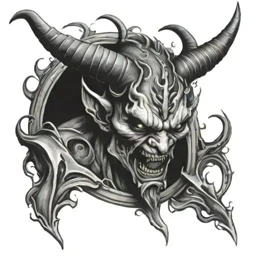 crying demon tattoo design idea