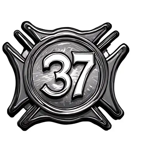 Firefighter Maltese cross with 37 in the middle tattoo design idea
