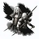 cloud and sephiroth from final fantasy 7  tattoo design idea