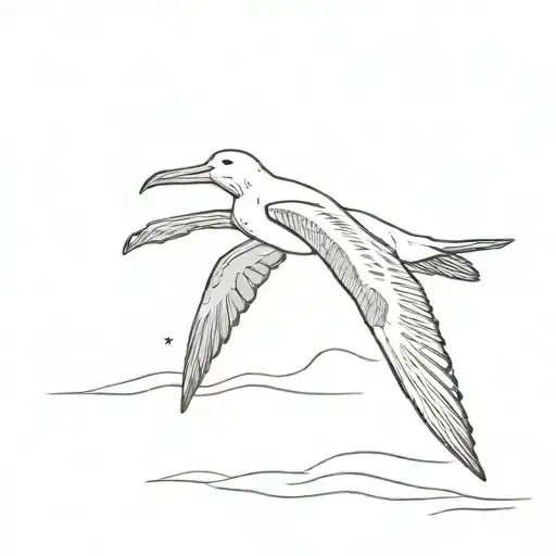 wandering albatross bird that flying away tattoo design idea