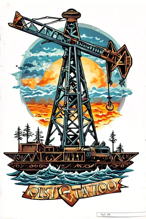 oilfield derrick tattoo design idea