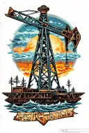 oilfield derrick tattoo design idea