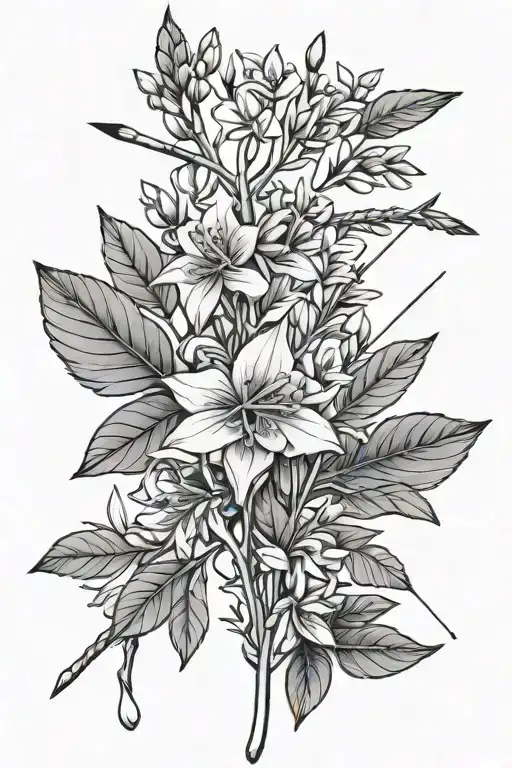 bow and arrow with fireweed flower simple tattoo tattoo design idea