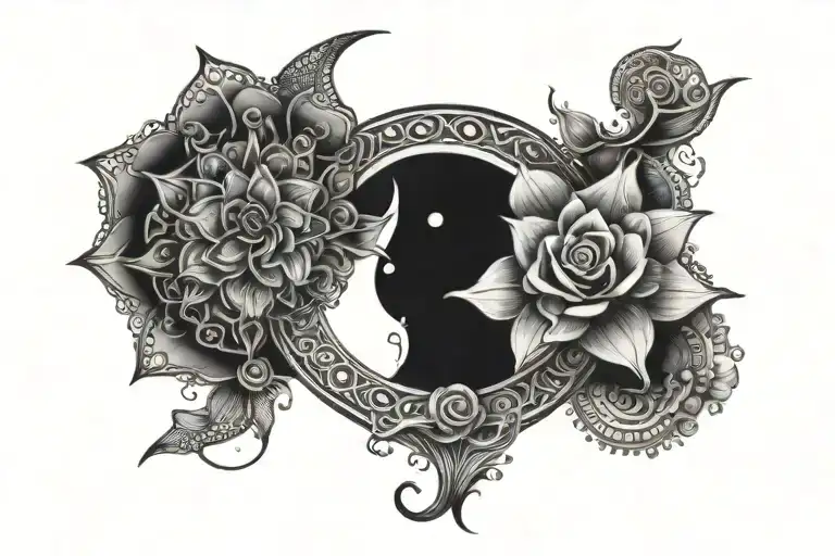 mandala, rose, moon, cancer, feminine, japanese, cool tattoo design idea