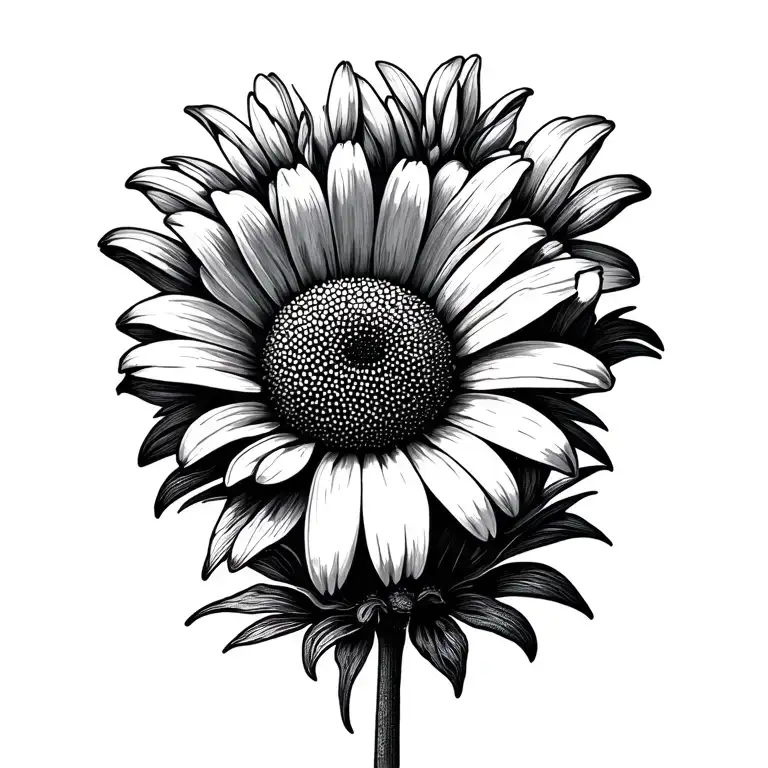 daisy and delphinium flower emerging tattoo design idea