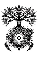 tribal design including army elements, tree of life, dna strand, goddess sun moon, dragon hawaiian island tattoo design idea