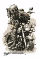 French commando, Harley Davidson softail standard, road tattoo design idea