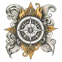 Nordic compass with fire and smoke rising tattoo design idea