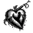 fishing pole heart tattoo design idea