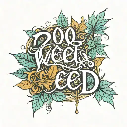 2001 text with weed font tattoo design idea