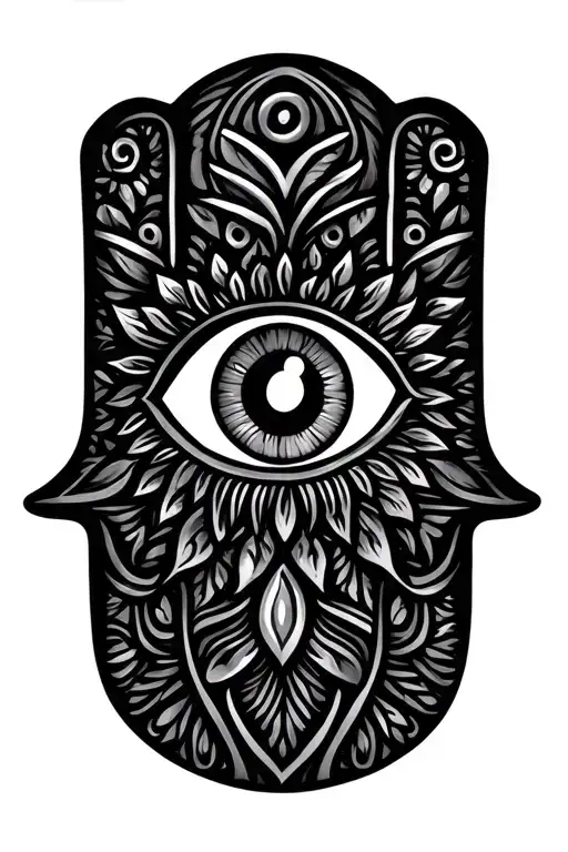 hamsa eye tattoo design idea