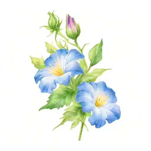 aster and morning glory flowers tattoo design idea
