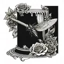 feather, cricket bat, bee , rose , cake tattoo design idea