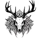 tribal stag skull tattoo design idea
