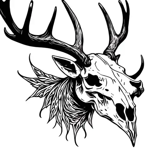tribal stag skull tattoo design idea