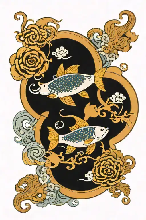 Ox and pisces sign mixed together with civil engineering background tattoo design idea