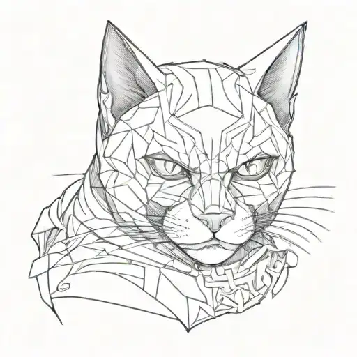 cat with batman mask tattoo design idea