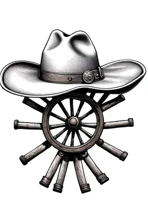 country wagon wheel, akubra hat tattoo design idea