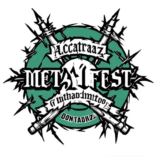 Create a tattoo with the barbwire logo of alcatraz metalfest, don't add text tattoo design idea