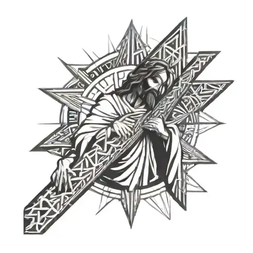 jesus carrying cross tattoo design idea