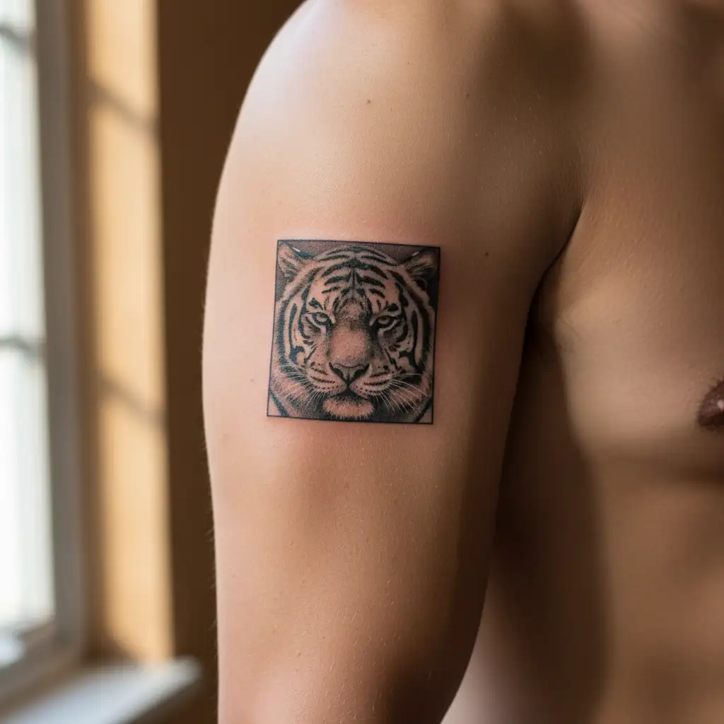 praying hands jungle style tattoo design idea