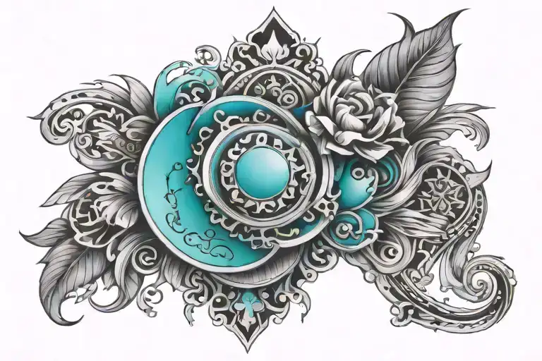 turquoise and tooling tattoo design idea