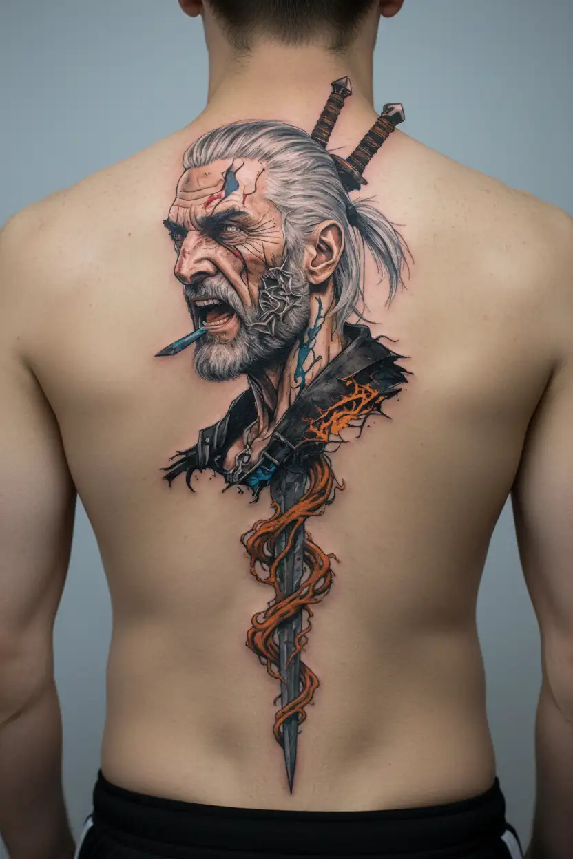 The Witcher 3 Wild Hunt Geralt tattoo design idea