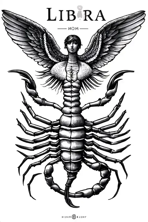 libra mom of a pisces, virgo, scorpio, and gemini signs tattoo design idea