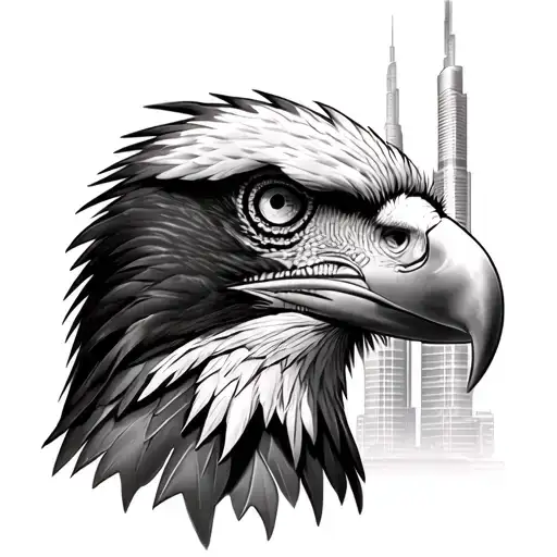burj khalifa and philippine eagle and phillippine flg tattoo design idea