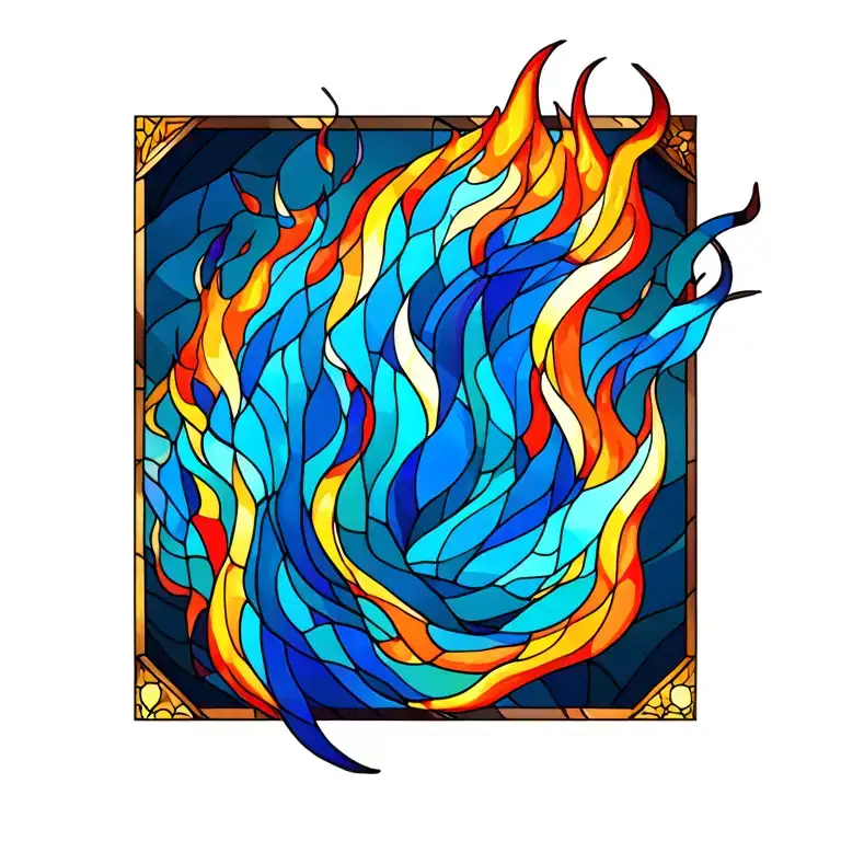 flames  Stained Glass tattoo design idea
