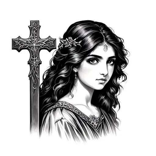 Alejandra(ñame) in scripture with a cross tattoo design idea