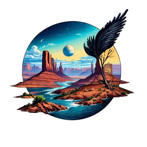 online san francisco, las vegas, monument valley, los angeles tattoo design idea
