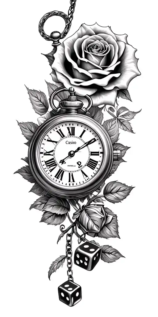 casino dice cards car roses pocket watch old car tattoo design idea