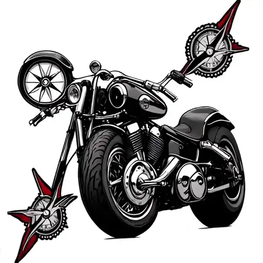 compass rose harley Davidson motorcycle riding tattoo design idea